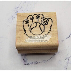 Stampin' Up! Baseball Softball Glove and Ball Summer Wood Mounted Rubber Stamp